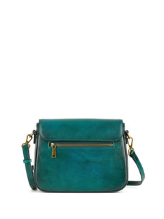 Peacock Feather Embossed Ombre Leather Crossbody Bag