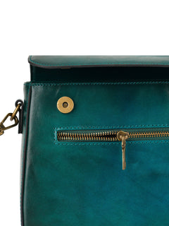 Peacock Feather Embossed Ombre Leather Crossbody Bag