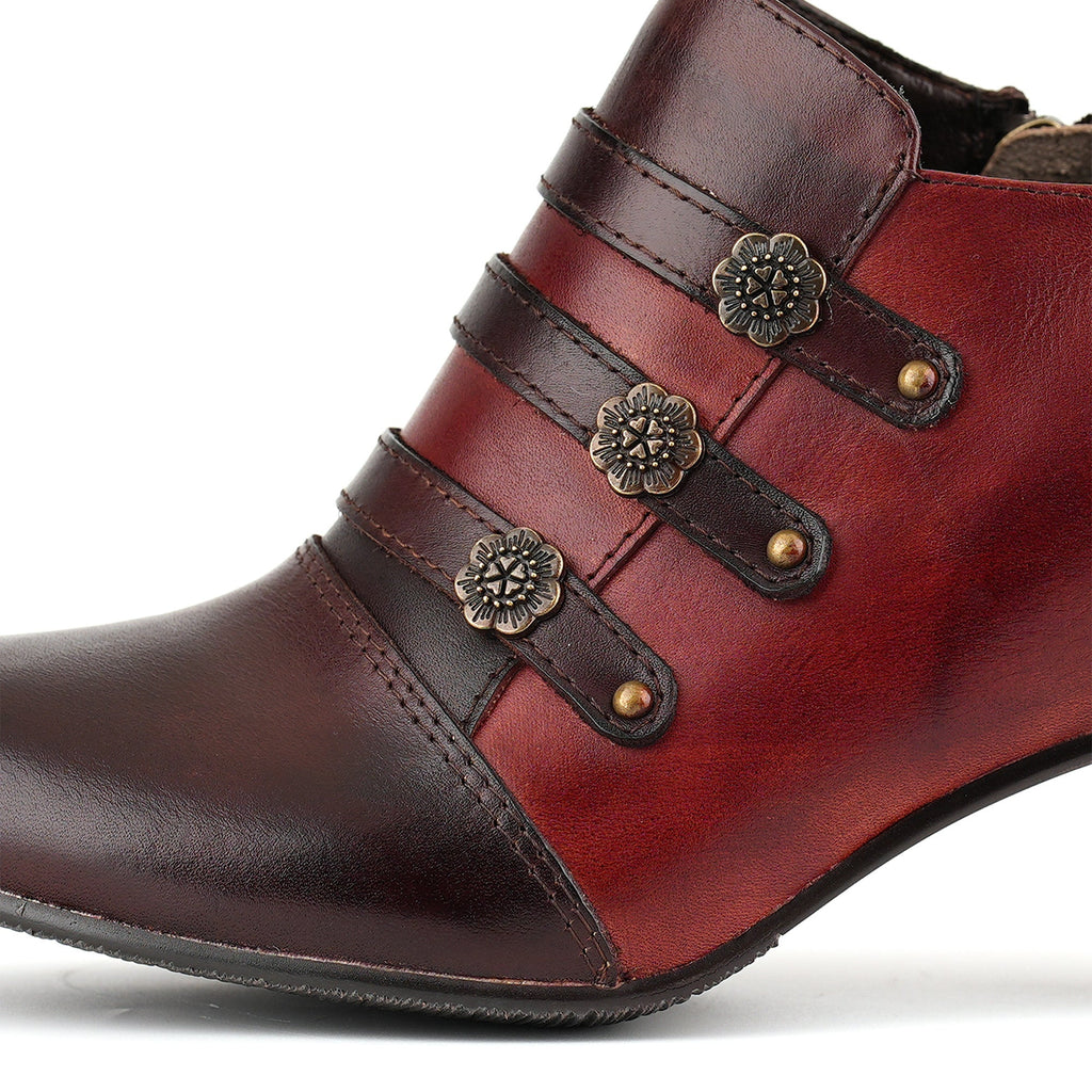 Vintage Two-Tone Floral Leather Pumps