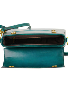 Peacock Feather Embossed Ombre Leather Crossbody Bag