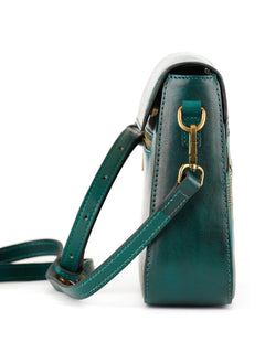 Peacock Feather Embossed Ombre Leather Crossbody Bag