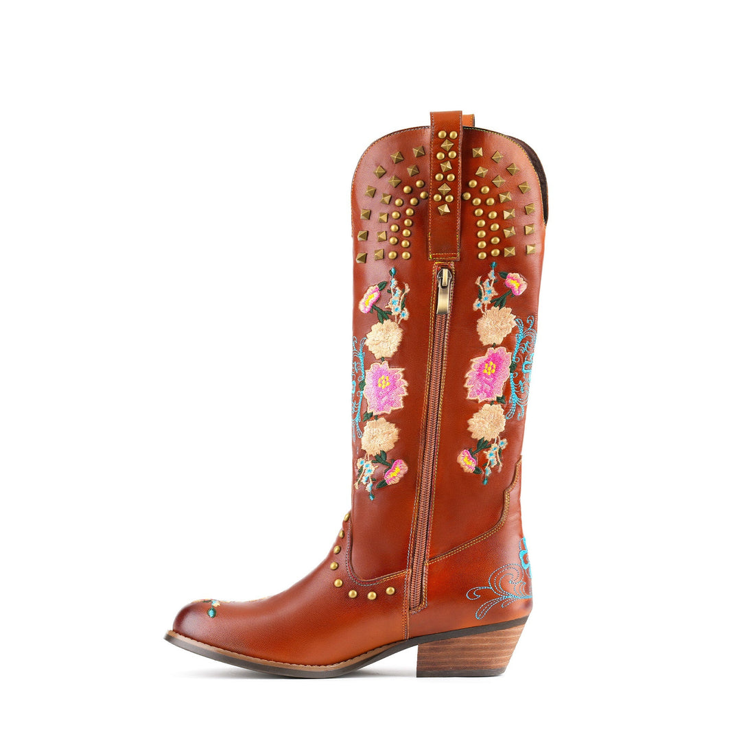 Wildflower Studded Leather Boots