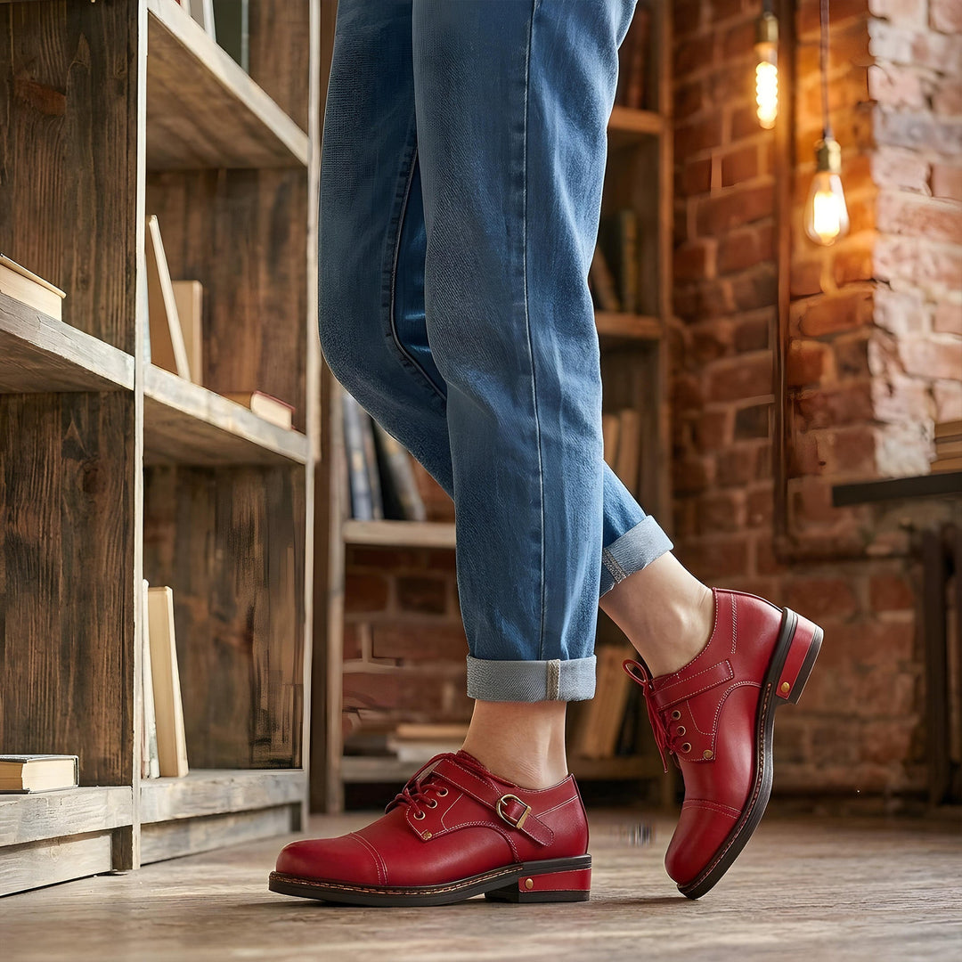 Crimson Classic Oxford Flat Shoes