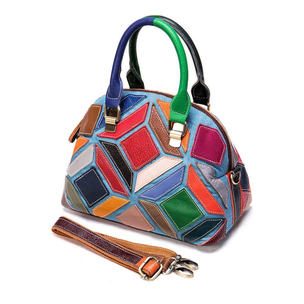 Vintage Color-Block Casual Crossbody Shoulder Bag