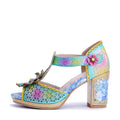 Multicolor Floral T-Strap Sandals