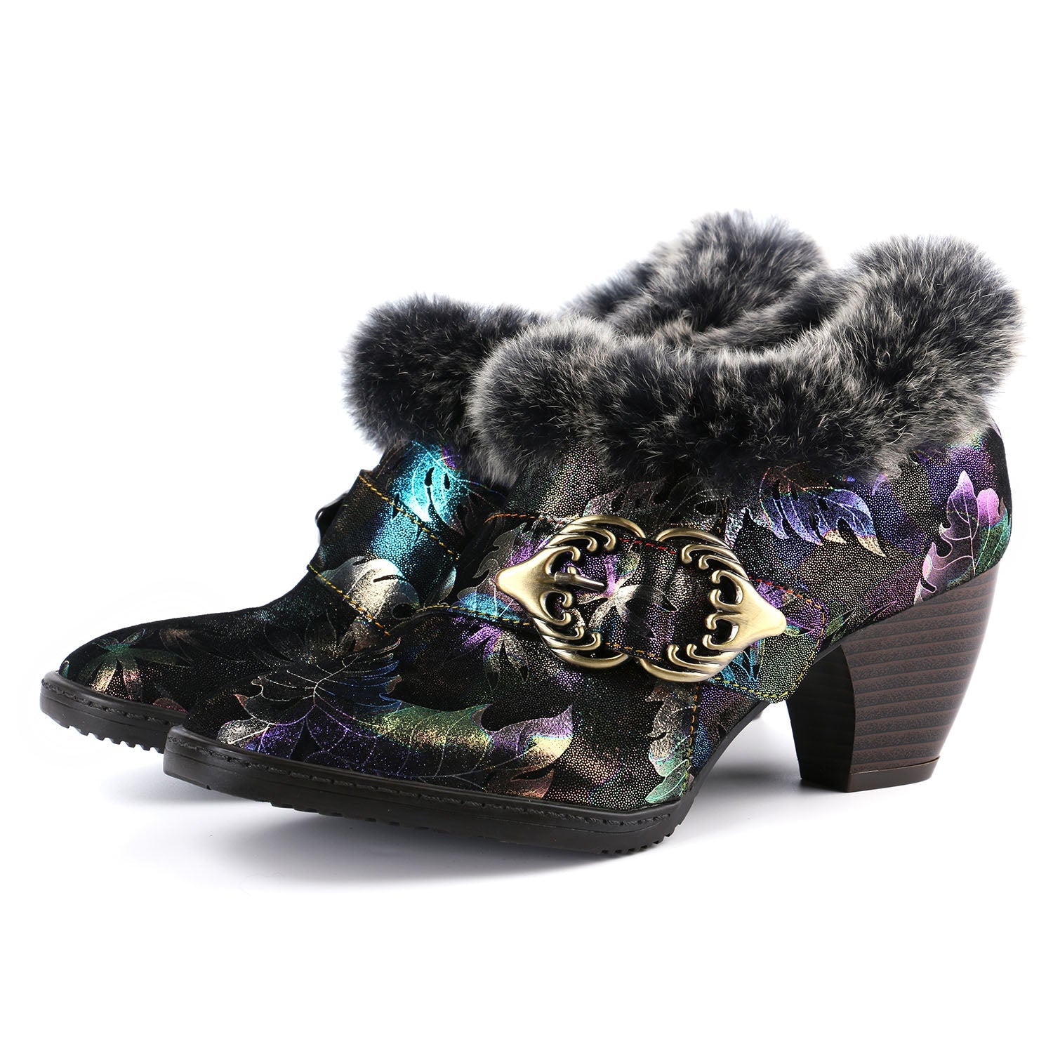 Gorgeous Comfortable Fur Collar Warm Pumps