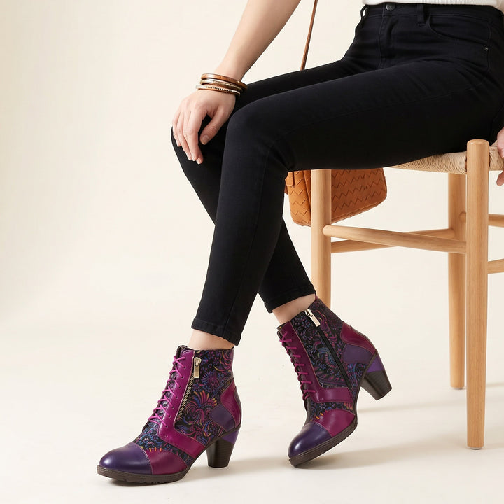 Retro Handmade Leather Patchwork Ankle Boots