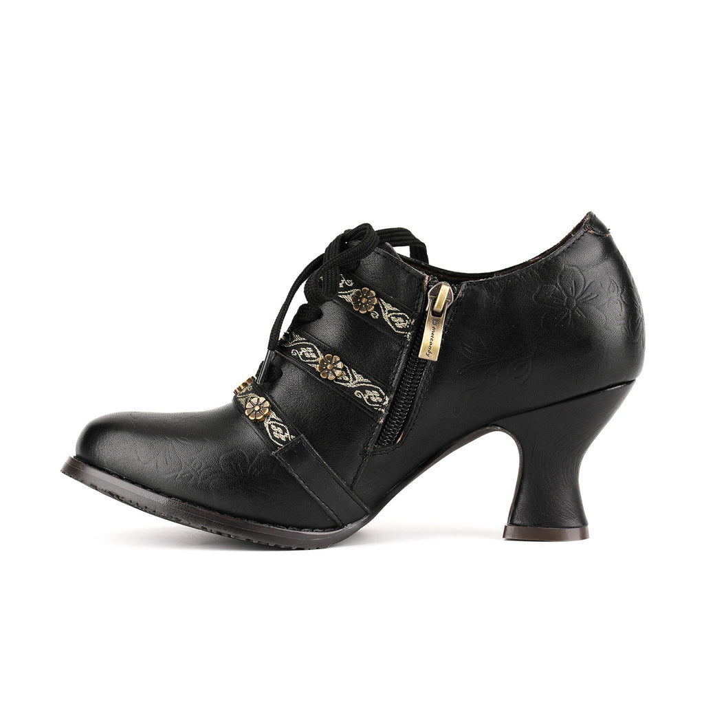Vintage Boho Lace-Up Pumps