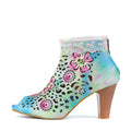 Gradient Floral Cutout Lace Trim Sandals