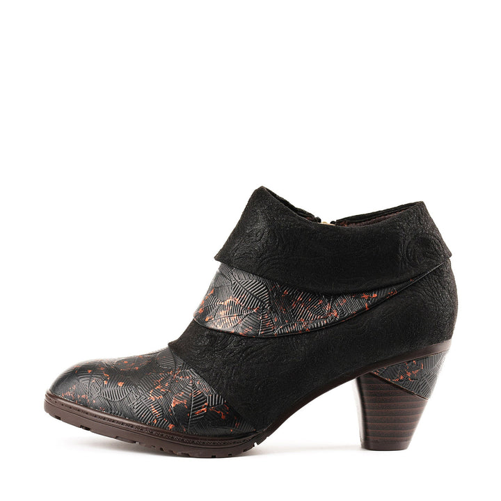 Handmade Floral Embossed Ankle Boots