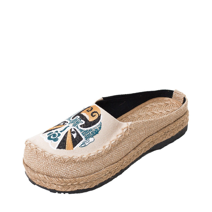 Embroidered Big Toe Shoes Linen Handmade Shoes