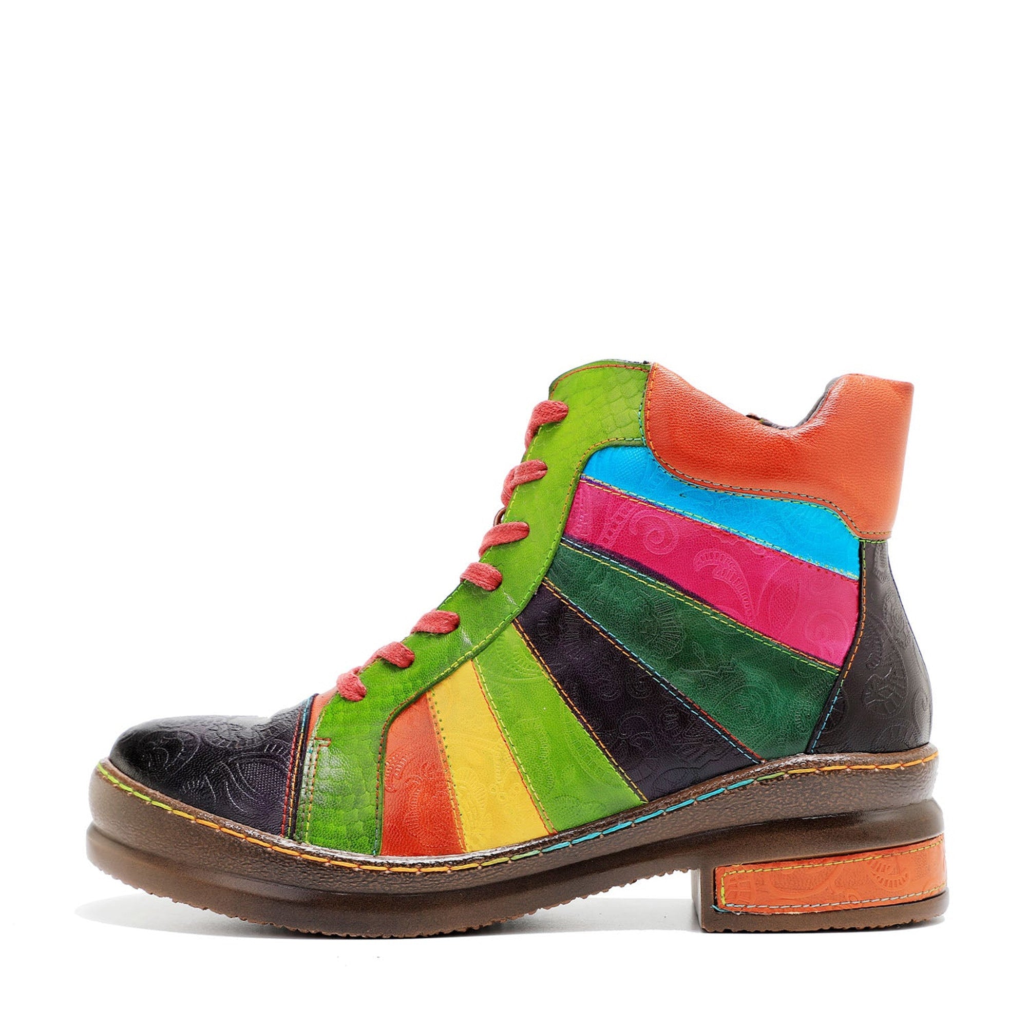 Retro Hand-polished Rainbow Ankle Boots