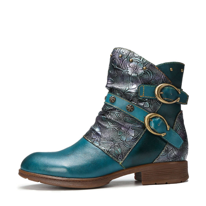 Retro Painted Buckle Flat Shoes