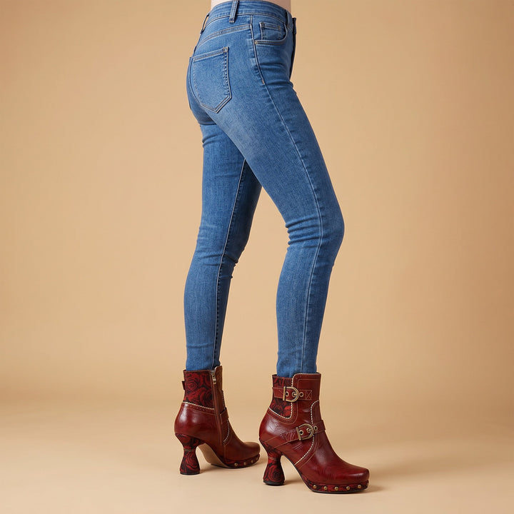 Retro Handmade Pure Color Fashionable Ankle Boots
