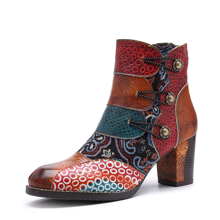 Handmade Leather Stitching Jacquard Craft Boots