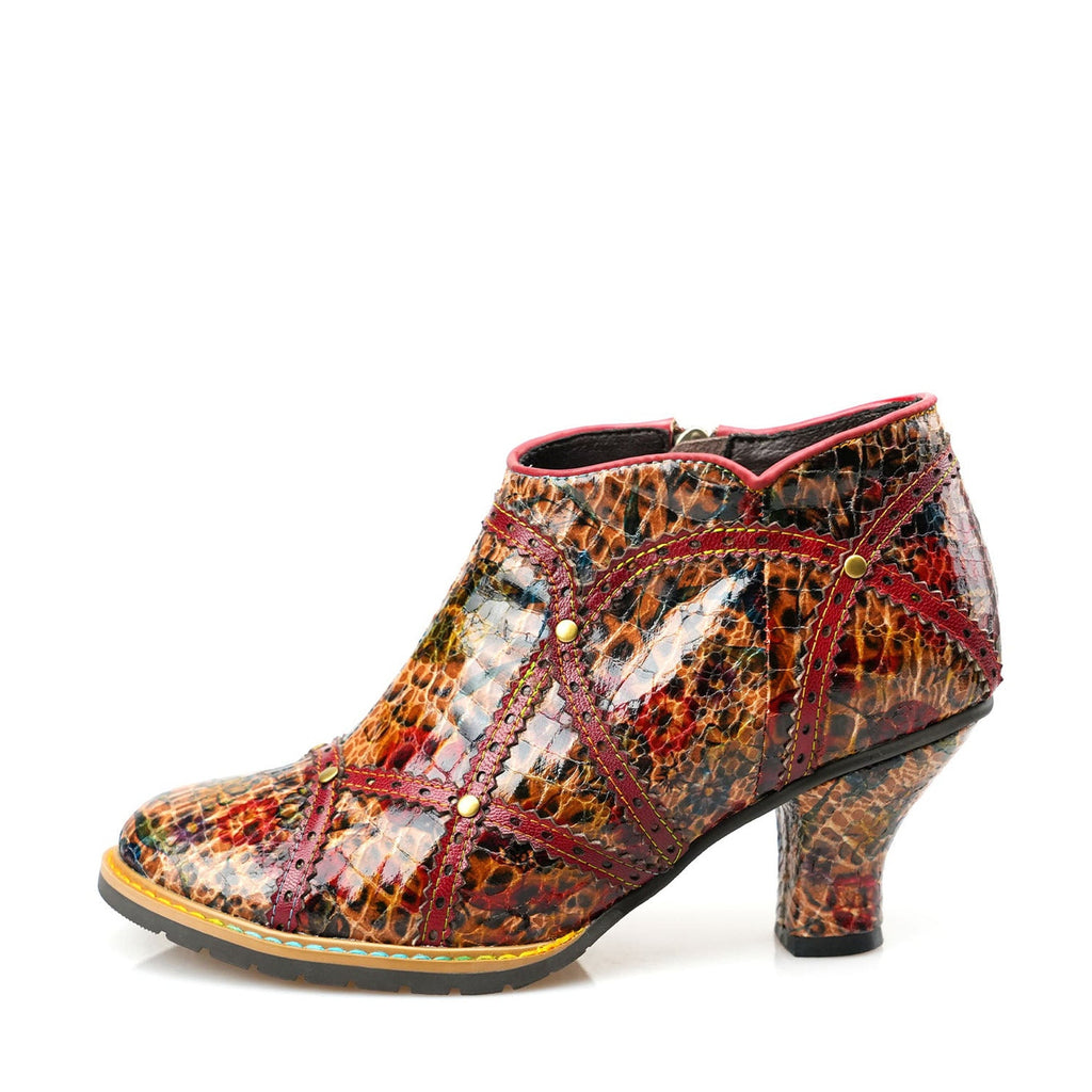 Colorful Handmade Low Heel Booties