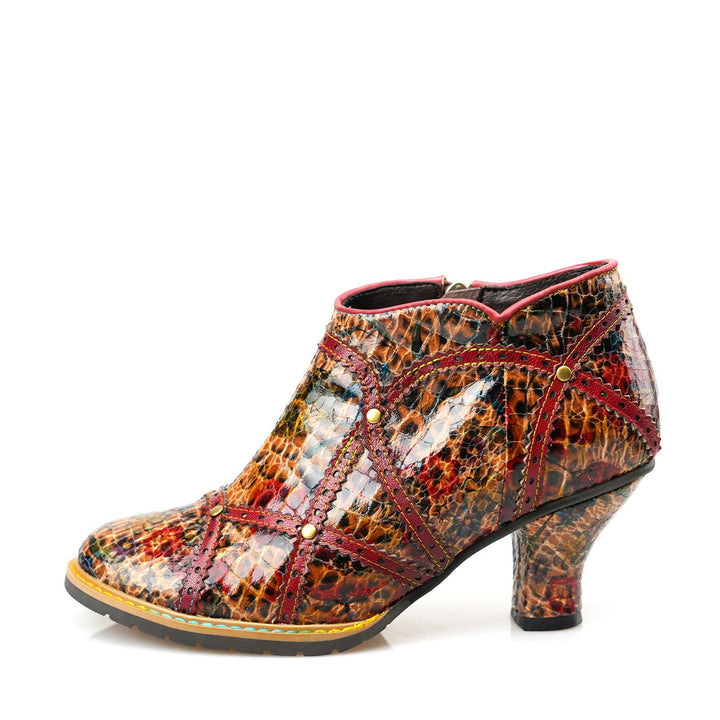 Colorful Handmade Low Heel Booties
