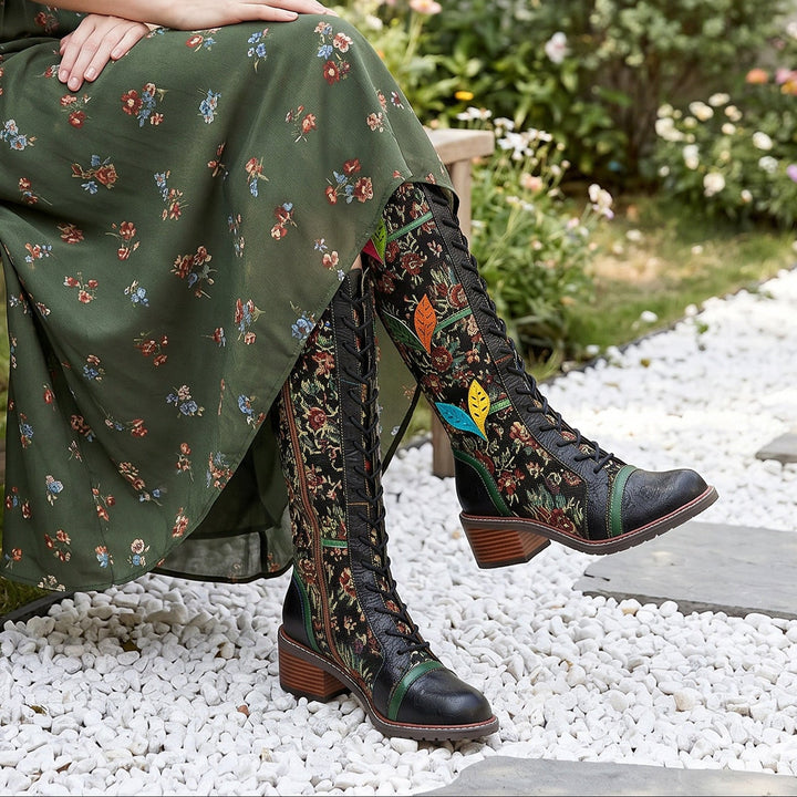 Vintage Handmade Stunning Floral Boots