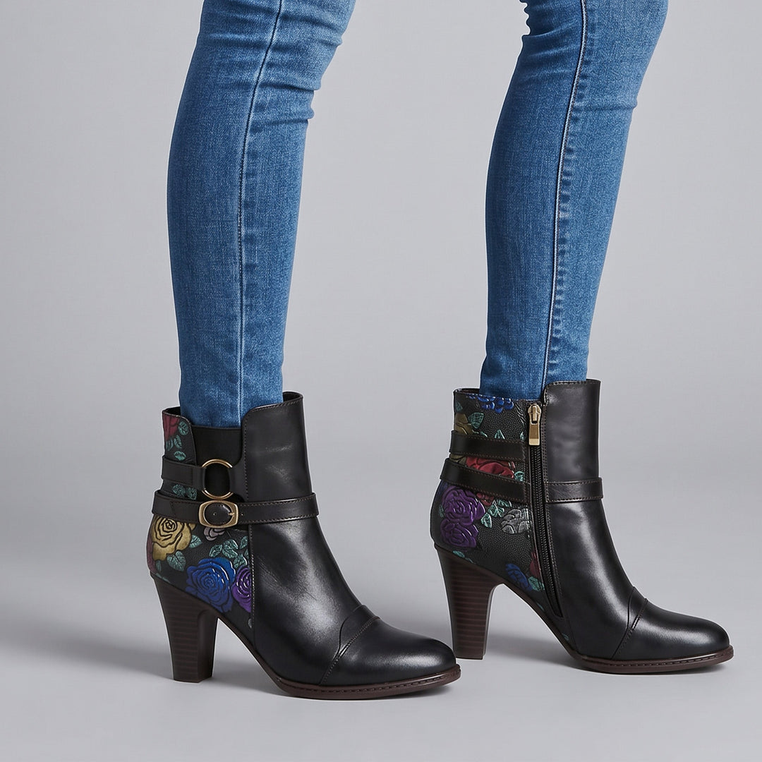 Vintage Handmade Embossed Adjustable Ankle Boots