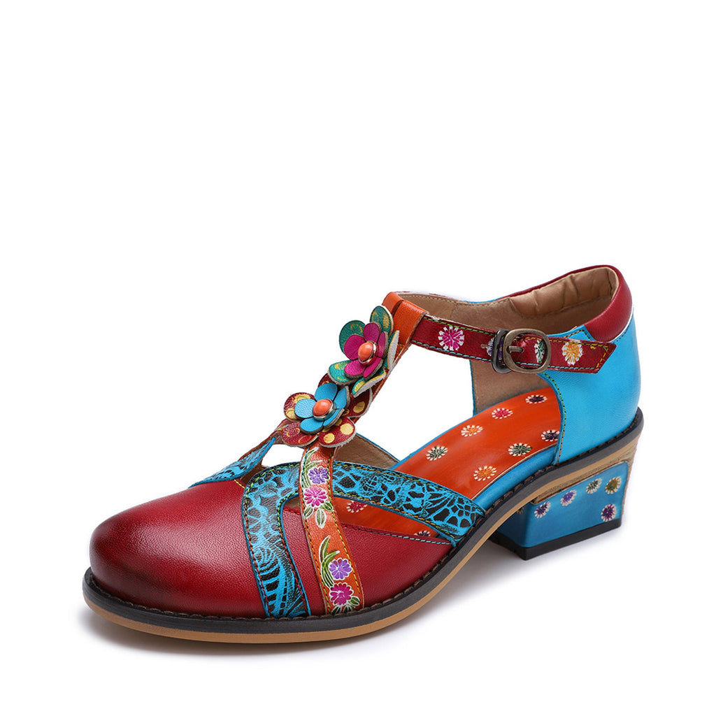Hand Painted Genuine Leather Handmade Pattern Sandals