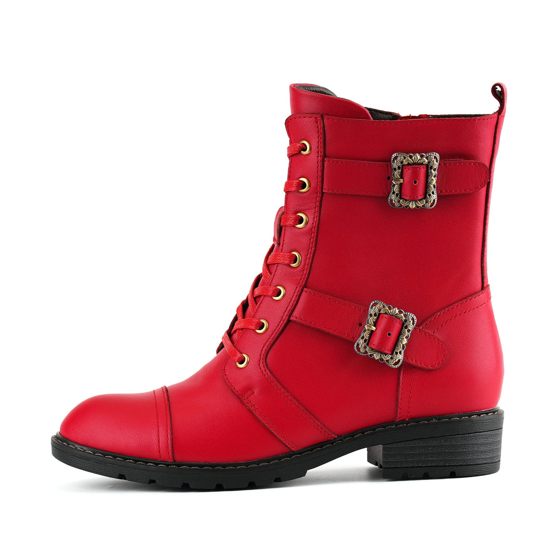 Timeless Grace Floral Lace-Up Flat Ankle Boots