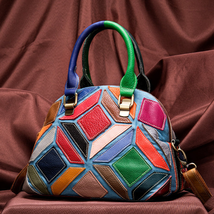 Vintage Color-Block Casual Crossbody Shoulder Bag