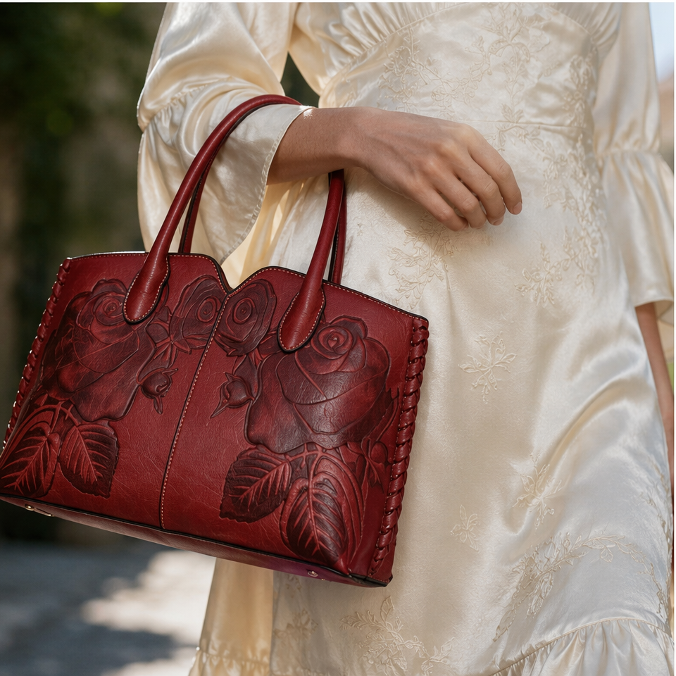 Retro Embossed Handbag Chinese Style Large Capacity Crossbody Bag