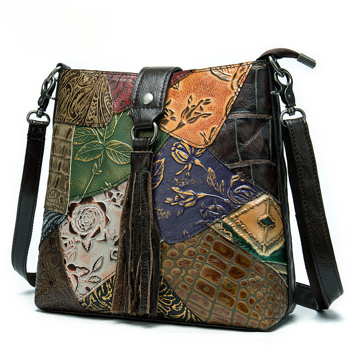 Vintage Patchwork Embossed Crossbody Bag