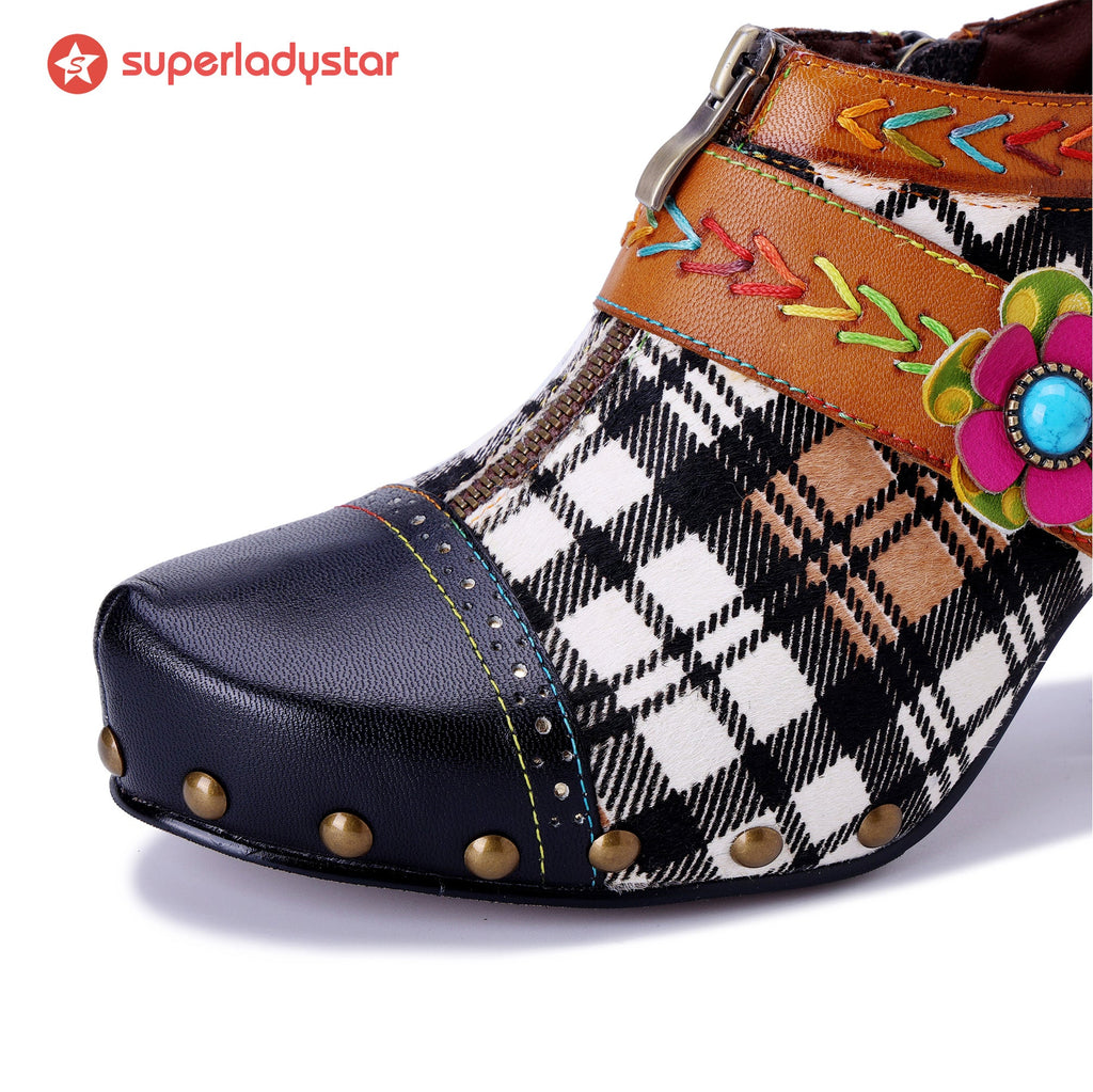 Vintage Plaid Blossom Pumps