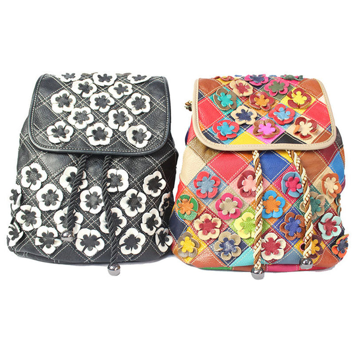 Vogue Female Floral Color Matching Fashion Backpack