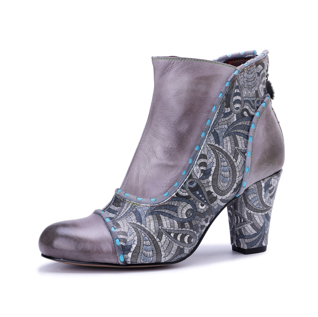 Silver Mist Paisley Ankle Boots