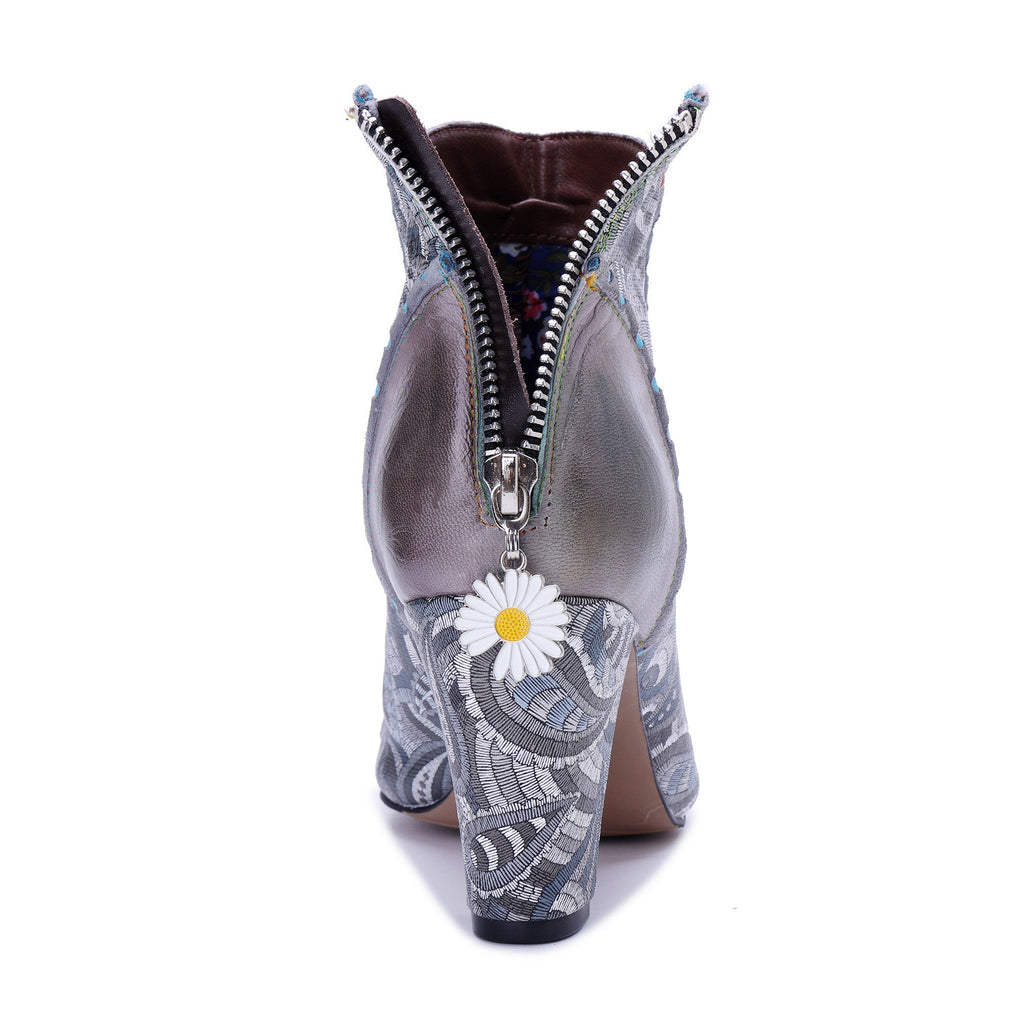 Silver Mist Paisley Ankle Boots