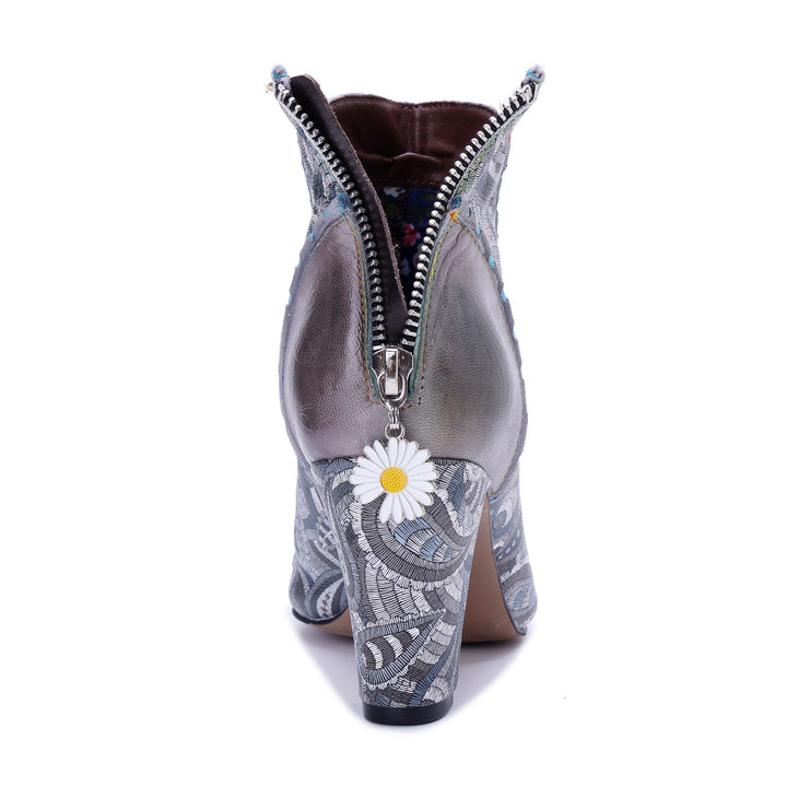 Silver Mist Paisley Ankle Boots