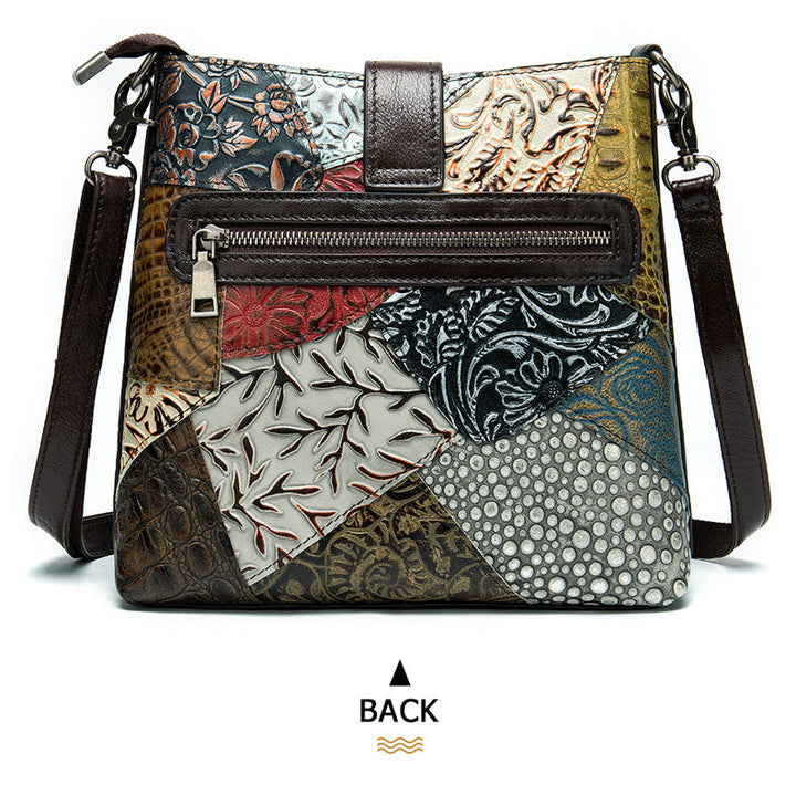 Vintage Patchwork Embossed Crossbody Bag