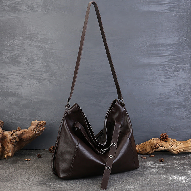 Cowhide Leather Large Capacity Shoulder & Crossbody Bag