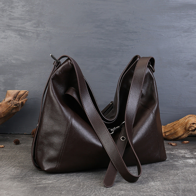 Cowhide Leather Large Capacity Shoulder & Crossbody Bag