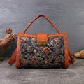 Vintage Floral Embroidered Shoulder Tote Bag