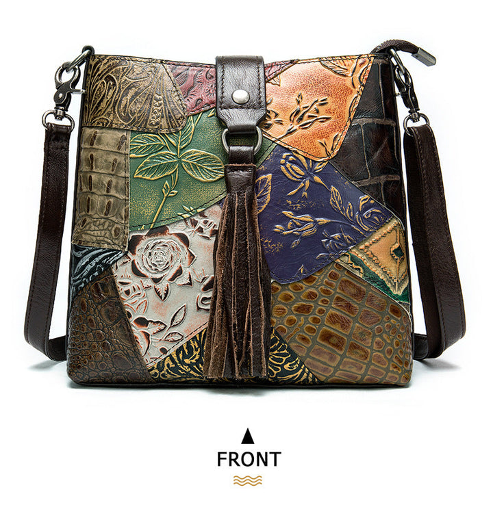 Vintage Patchwork Embossed Crossbody Bag