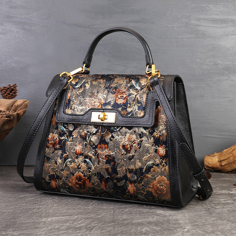 Vintage Floral Embroidered Patchwork Shoulder & Crossbody Bag