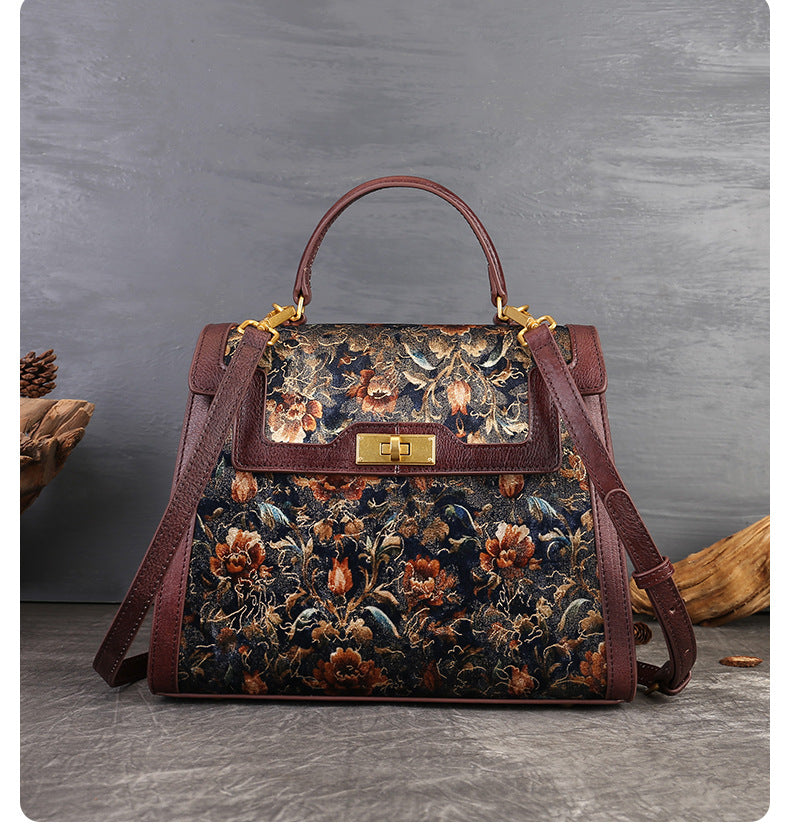 Vintage Floral Embroidered Patchwork Shoulder & Crossbody Bag