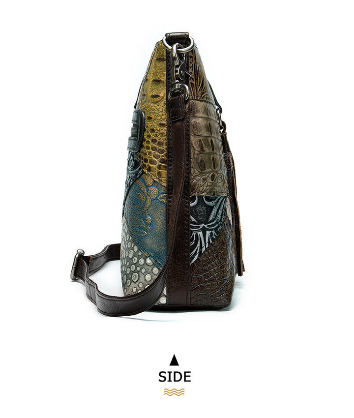 Vintage Patchwork Embossed Crossbody Bag