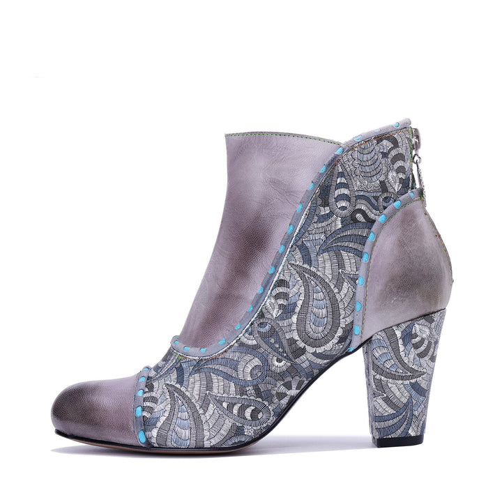 Silver Mist Paisley Ankle Boots