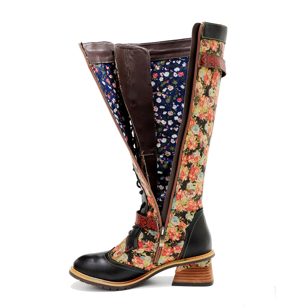 Vintage Hand-printed Stunning Floral Boots