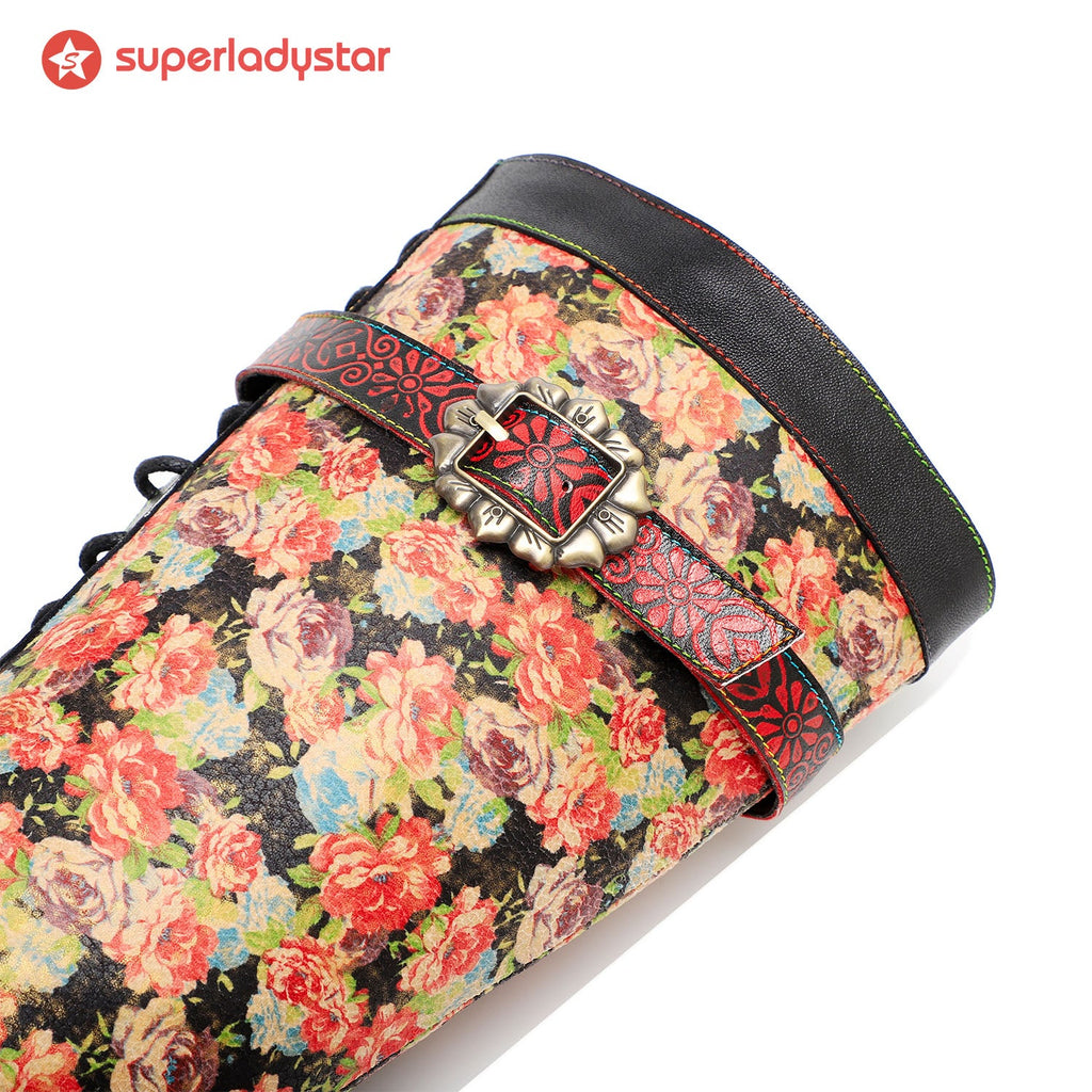 Vintage Hand-printed Stunning Floral Boots