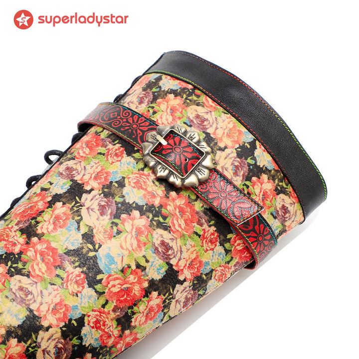 Vintage Hand-printed Stunning Floral Boots