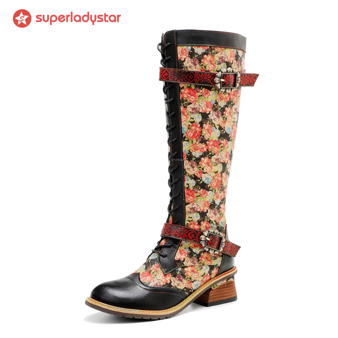 Vintage Hand-printed Stunning Floral Boots