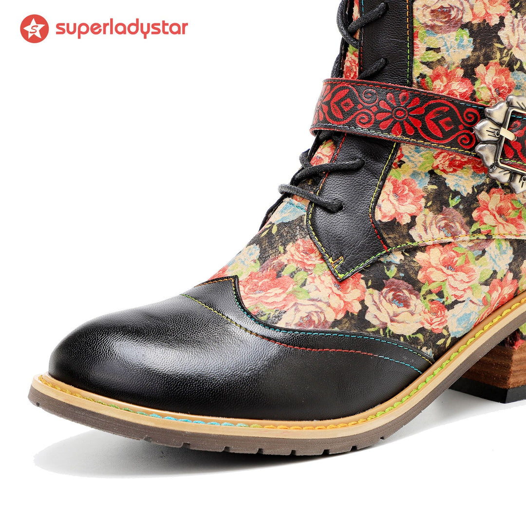 Vintage Hand-printed Stunning Floral Boots