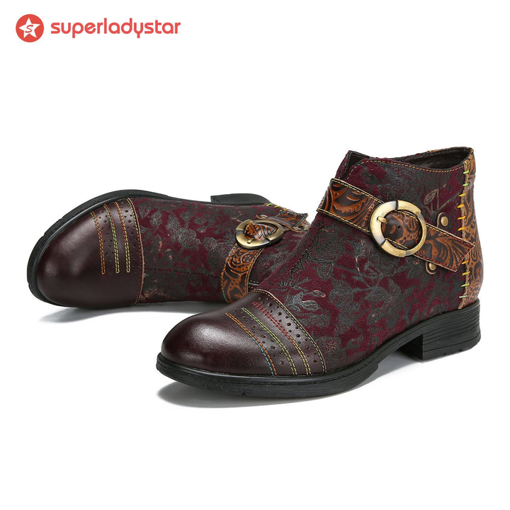 Handmade Sexy Buckle Ankle Boots