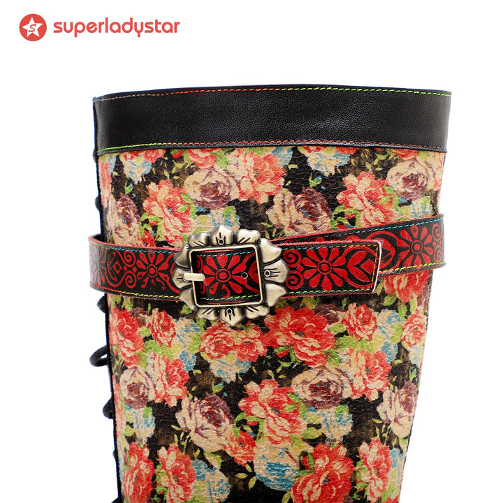 Vintage Hand-printed Stunning Floral Boots