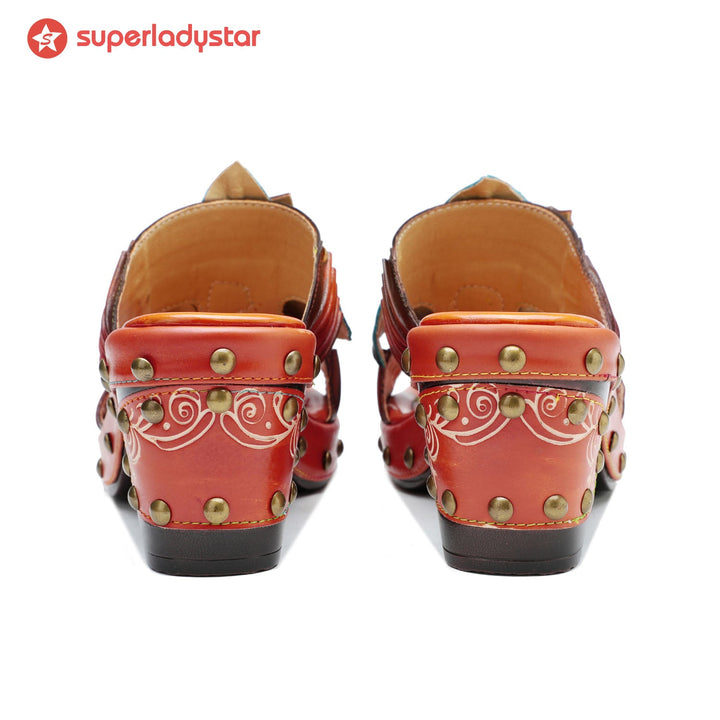 Vintage Handmade Leather Floral Sandals